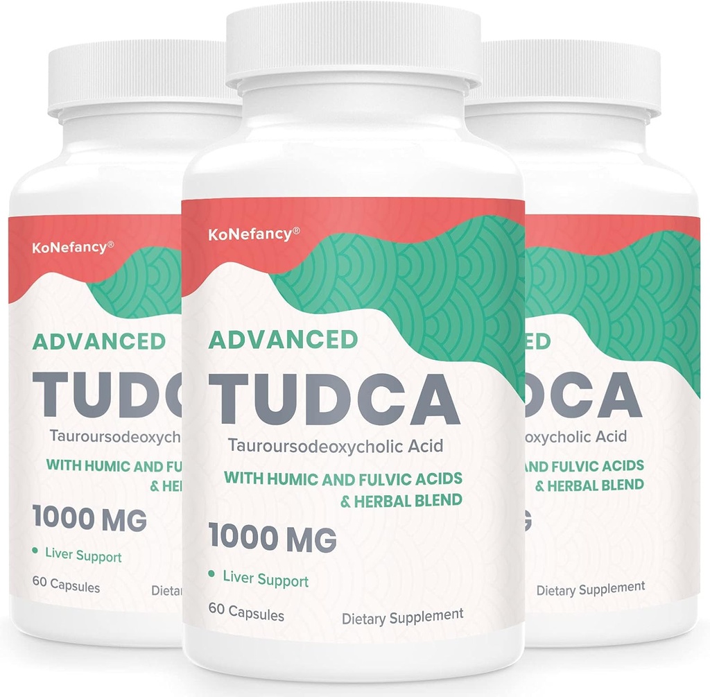 Integratori di fegato di TUDCA 1000mg - 180 capsule vegane, miscela di erbe di cardo di latte con acido Fulvic e Humic per fegato, salute digestiva