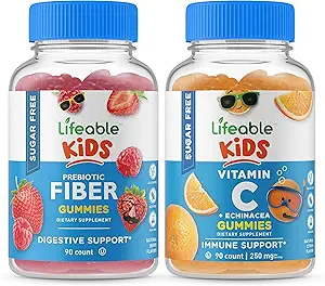 Bambini preciotici senza zucchero Lifeable + Vitamina C Bambini, Gummies Bundle - Grande degustazione, Supplemento di vitamina, Senza glutine, OGM libero, pancia masticabile