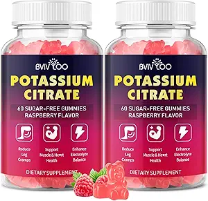 Gummie di citrato di potassio per adulti, Gummie di potassio senza zucchero 1000mg supporto Gambe & Electrolyte Balance High Potency Potassium Supplement Gummies 120 Count