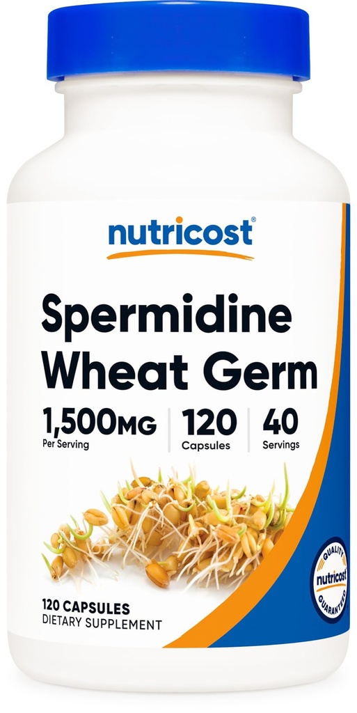 Nutricost Spermidina Estratto di Germ di grano Supplemento, 1500mg Estratto di Germe di grano, 120 Capsule - 15mg Equivalente Spermidina Per Serve, 40 Serve, Vegetariano e Non OGM