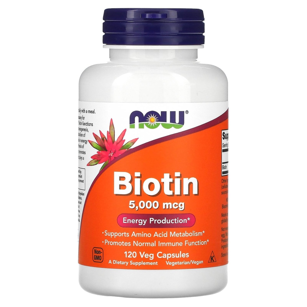 Jetzt Lebensmittel Biotin 5 MG Vegetarische Kapseln, 120 Count