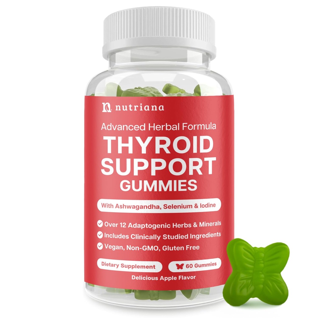 Gommies de soutien thyroïde - Supplément de sélénium et suppléments d'iode pour le soutien thyroïde - Energy Booster pour les femmes et les hommes - Suppléments d'hypothyroïdie avec soutien au métabolisme