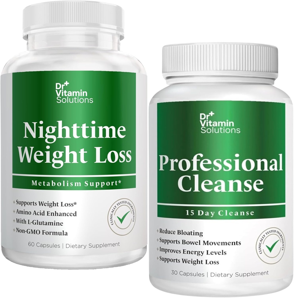 DR VITAMIN SOLUTIONS Nighttime Fat Burner & 15 Day Cleanse für Bloating & Weight Loss, Bundle, 90 Caps