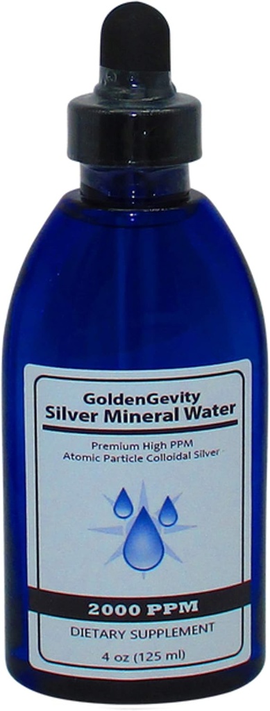 GoldenGevity 2000 PPM Kolloidal Silber - 200x Mehr Potent | Bioactive Atomic Size Partikel von Silver Trace Minerals | Nahrungsergänzungsmittel | 4 oz Flaschen