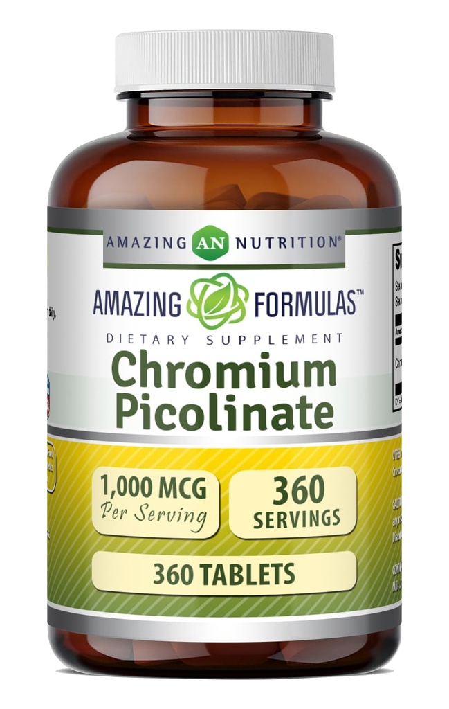 Erstaunliche Formeln Chromium Picolinate 1000 Mcg | Tabletten Supplement | Non-GMO | Gluten Free | Made in USA (1 Pack | 360 Count)