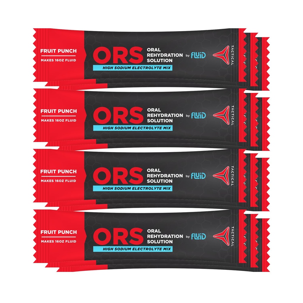 Fluid Tactical - ORS (solution de réhydratation orale), Récupérer plus rapidement, électrolytes de déshydratation extrême, 12pack (Fruit Punch)