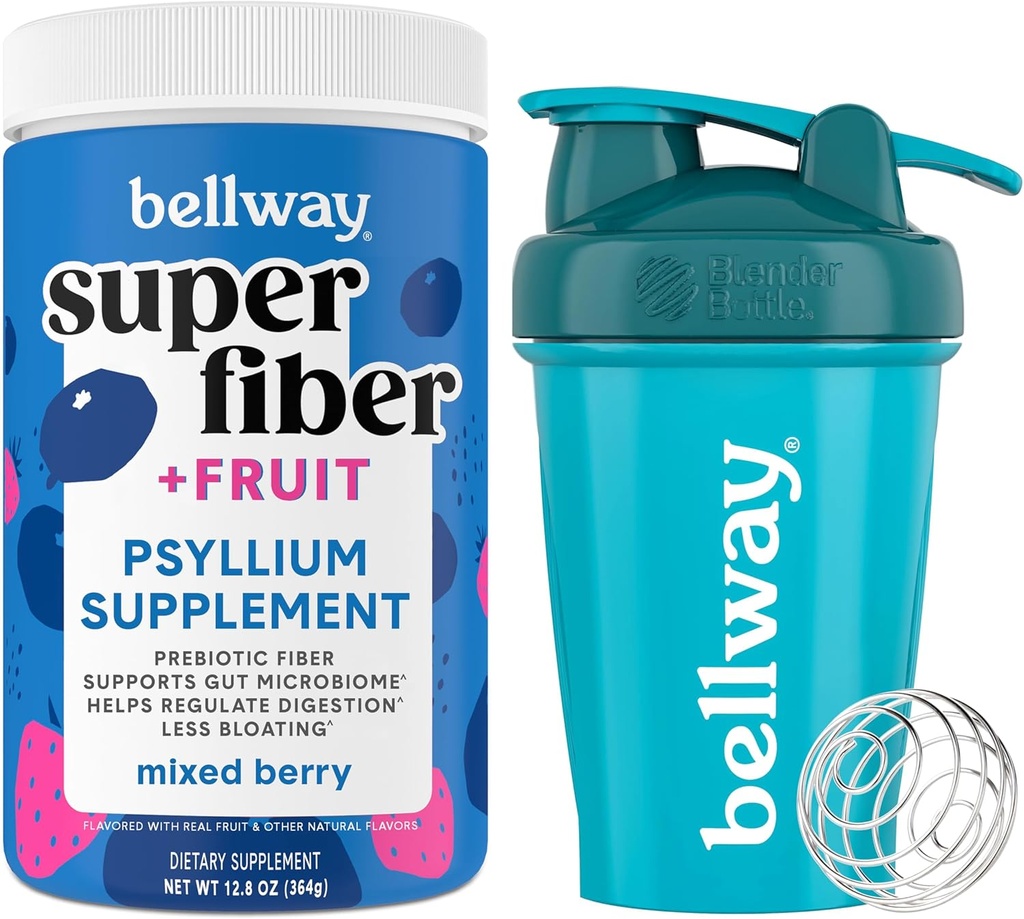 Bellway Super Fiber Powder + Frucht, Mixed Berry Shaker Bottle Bundle