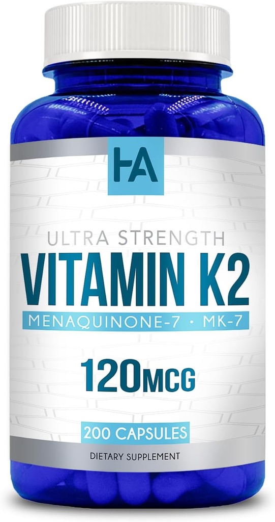 Integratore di vitamina K2 MK7 | Integratore di vitamina K2 ad alto assorbimento con forma attiva MK7 Menaquinone per il supporto cardiaco e immunitario | Soia Vegan Non OGM Free Made in cGMP Labs (200 capsule vegetali)