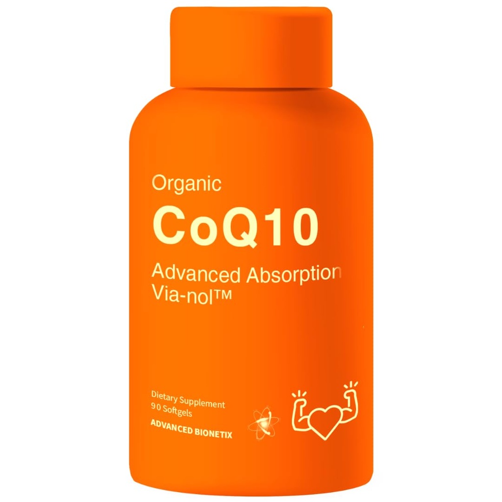 Bionetix avancé Absorption avancée 200mg CoQ10 avec extrait de poivre noir. 90 Softgels. Supplément antioxydant, santé cardiaque et vasculaire, santé cérébrale, biologique, sans gluten, production d'énergie