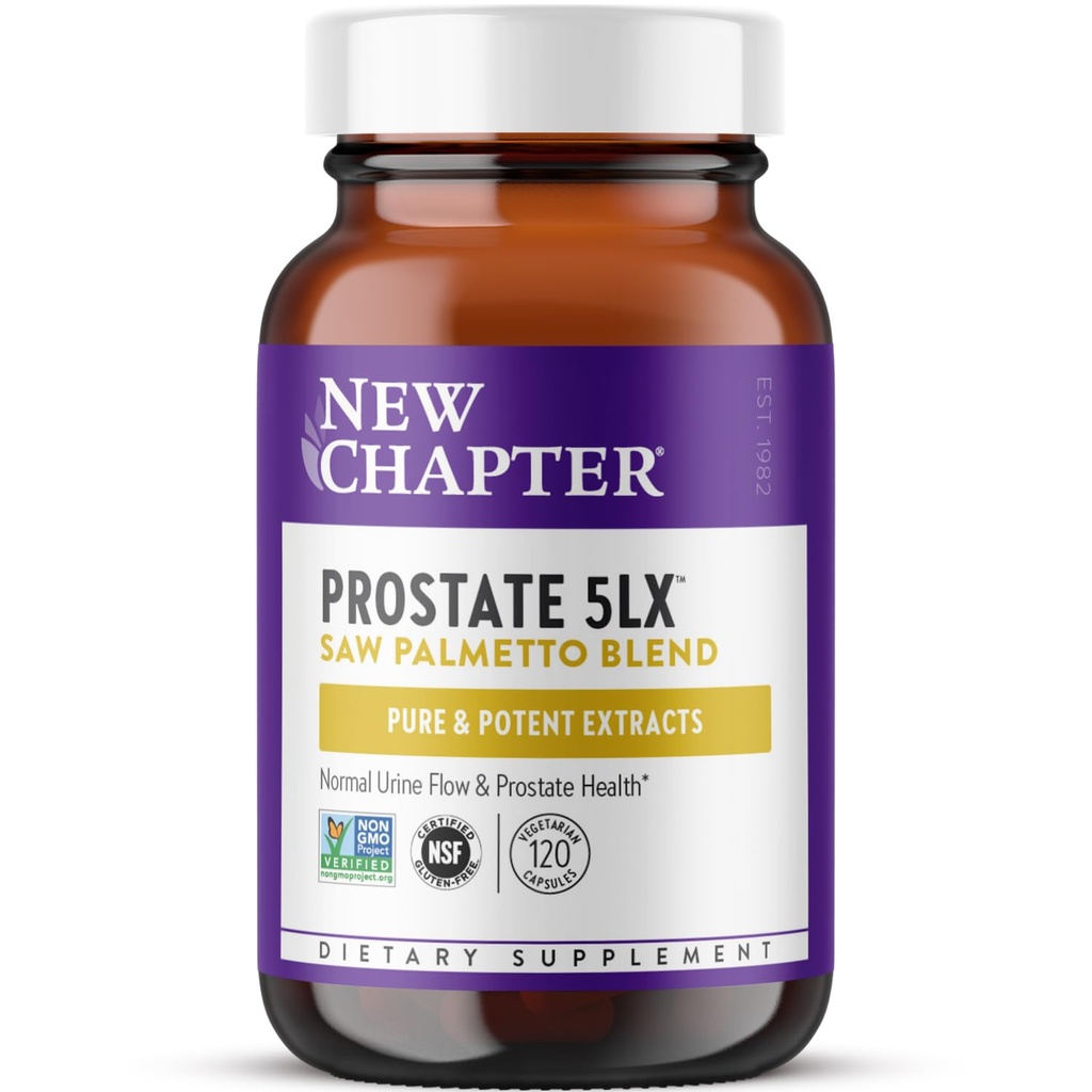 Neue Kapitel Prostata-Ergänzung - Prostata 5LXTM mit klinischer Stärke Säge Palmetto + Fermented Selenium für Herren Wellness - 120 ct Vegetarische Kapsel