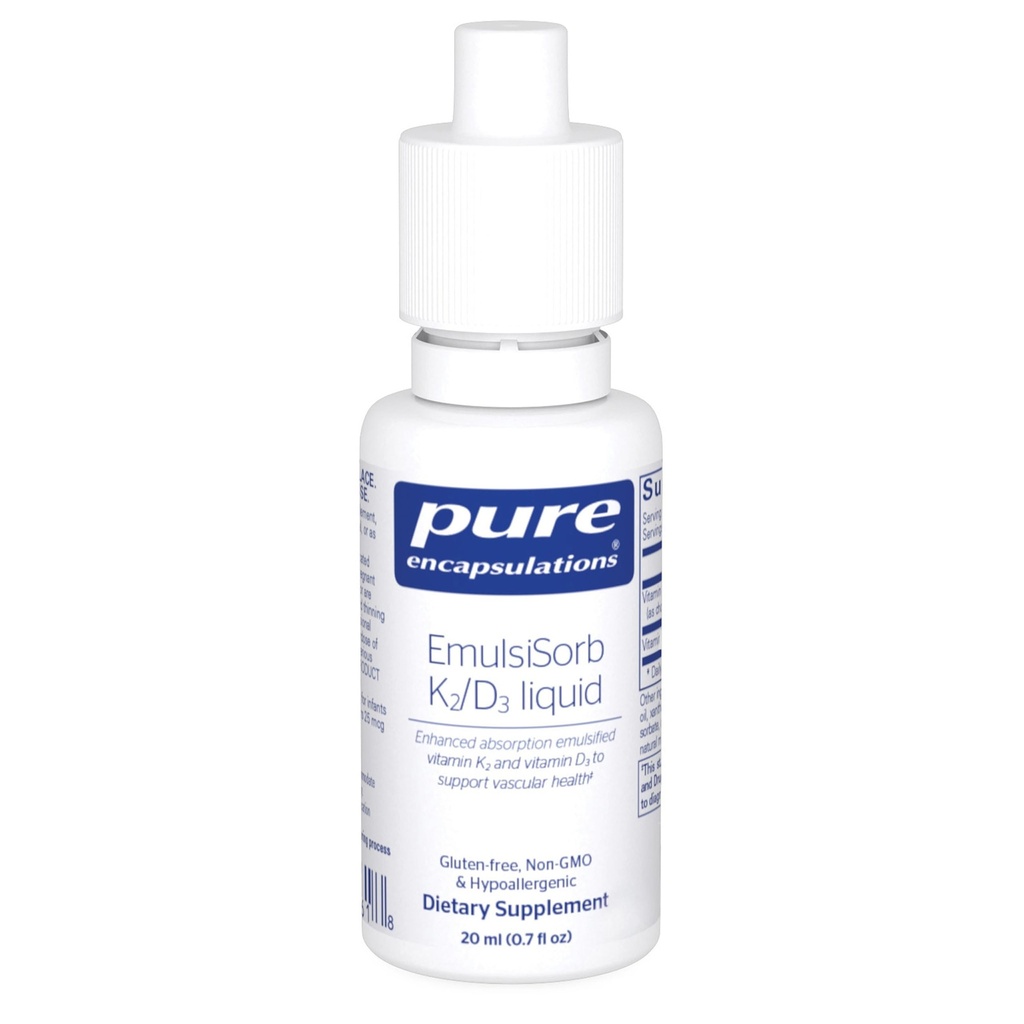 Pure Encapsulations EmulsiSorb K2/D3 Liquid | Vitamina emulsionata potenziata-assorbimento K2 e Vitamina D3 per il supporto vascolare della salute | 0,7 Fl Oz
