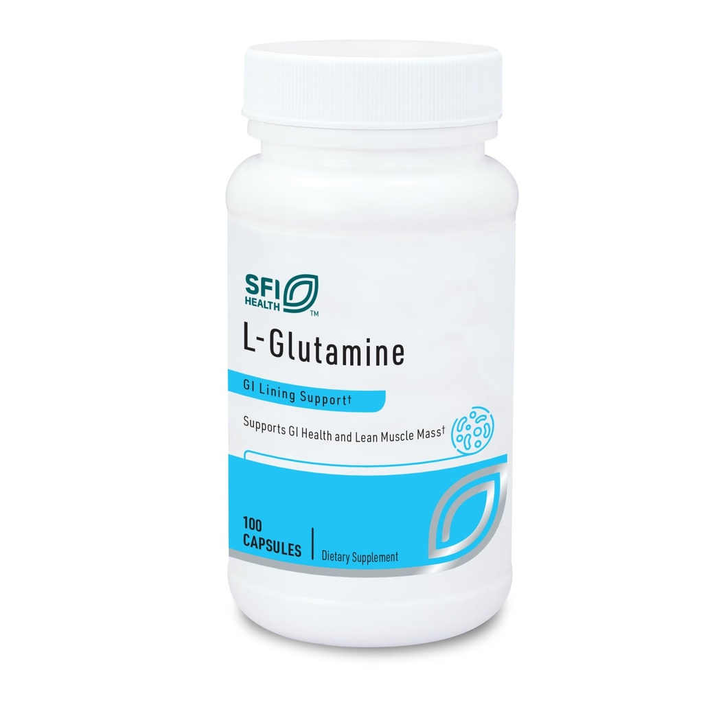 Klaire Labs SFI Health L Glutamine Kapseln - 500 Milligramme Hypoallergene Aminosäuren Ergänzung - Unterstützt Muskel- & GI-Funktion - Dairy Free & Gluten Free (100 Kapseln)