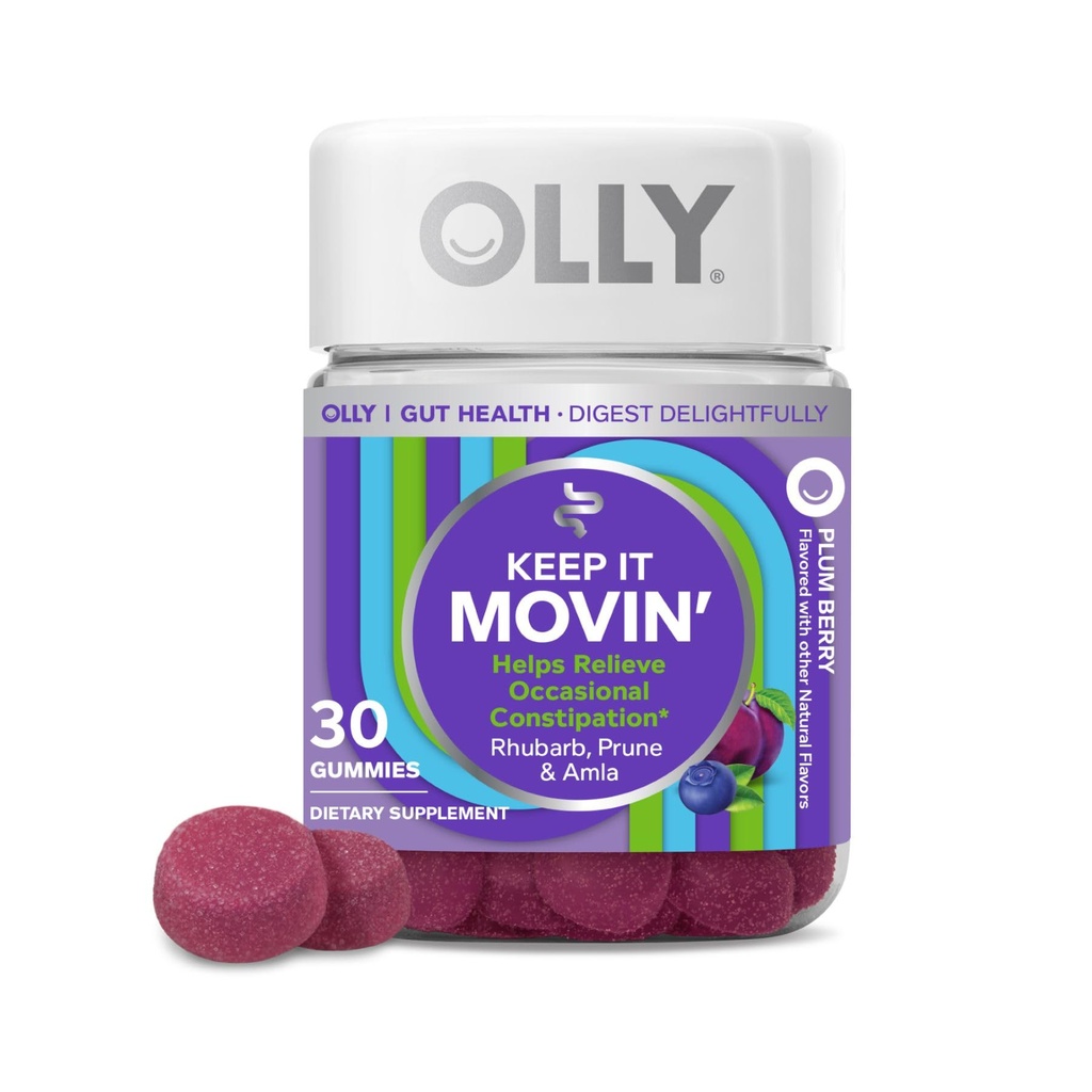 OLLY le faire bouger Constipation Relief, Rhubarb, Prunes, Amla - Plum Berry Flavor - 30ct