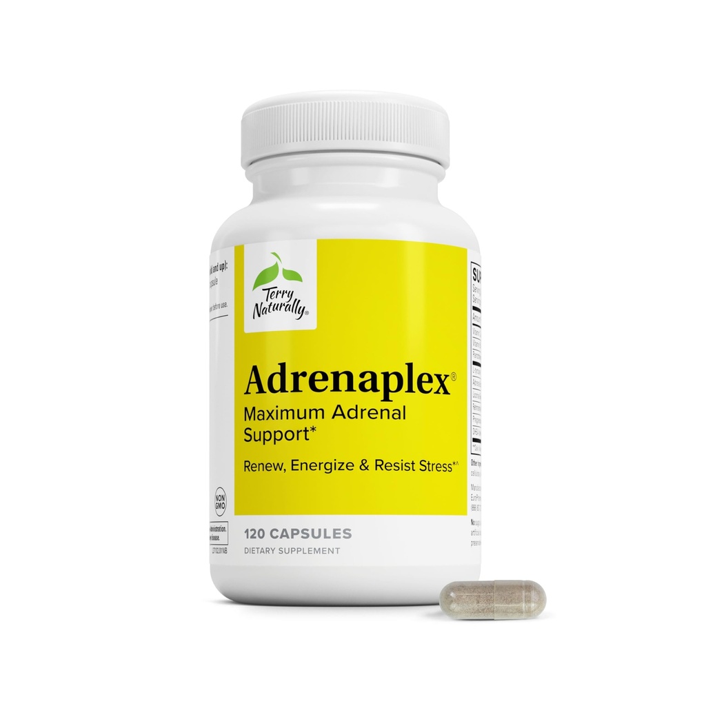 Terry naturellement Adrénaplex - Supplément Fonction Gland Adrénal - Soutien Glandulaire avec Vitamines C & B6 - Supplément Dietaire pour soutenir la Fonction Adrénale Santé - 120 Capsules