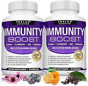 10 in 1 Immunity Boost Immune Support Supplemento â€“ 1650mg Realizzato con Elderberry, Vitamina C, Zinco, Echinacea & Probiotici per Sistema Immune Booster, Support Healthy Respiratory System, 2x 60 Capsule