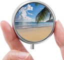 Mini boîte à pilules, petite boîte à pilules, boîte à pilules portable, organisateur mignon de pilules pour les vitamines, médicaments, huile de poisson et suppléments (Sandy Shore)