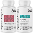 Jugend & Tonic Verdauungsergänzung für Bloating, Regularity & Gut Health. Full Spectrum Enzymes Probiotics & Prebiotics for Digestion to Break Down Food and to Use Daily, for Women & Men – 120 Pillen