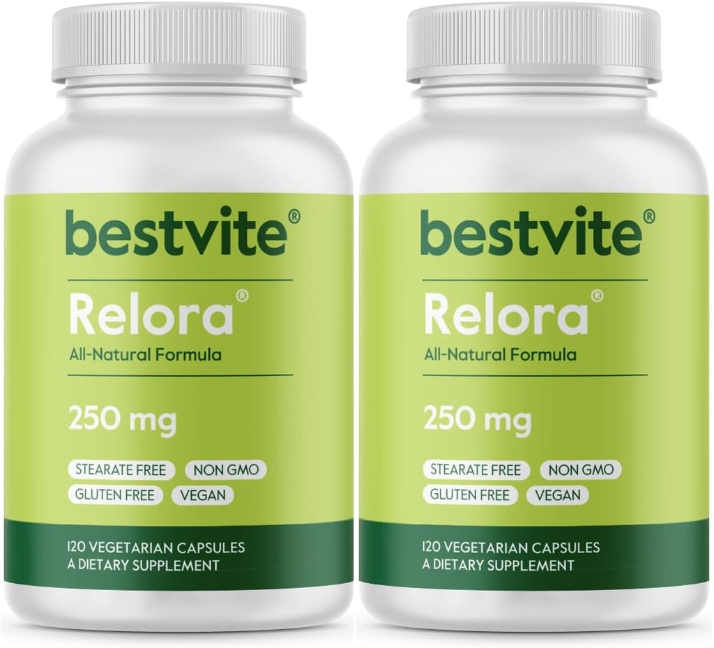 BESTVITE Filler-Free Relora 250mg (240 capsule vegetariane) (120 x 2) – Clinicamente ricercato – No Stearates – Vegan – No Filler – Supporta la gestione dello stress occasionale*