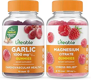 Aglio vitale 1000mg + Magnesio, Gummies Bundle - Grande Degustazione, Integratore di vitamina, Senza glutine, OGM libero, Gomma masticabile