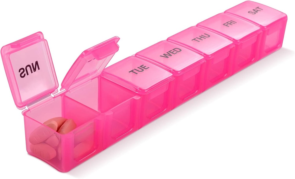 Pink XL Extra Large Weekly und Daily Pill Organizer für Pillen/Vitamin/Fish Oil/Supplements (Pink)
