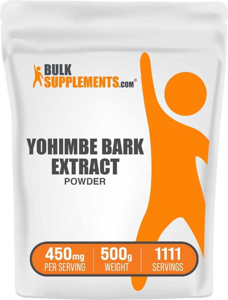 BulkSupplements.com Yohimbe Extrakt Pulver - Yohimbe Bark Extrakt - Kräuterergänzung, Glutenfrei, 450mg pro Servierung, 500g (1.1 lbs) (Pack von 1)