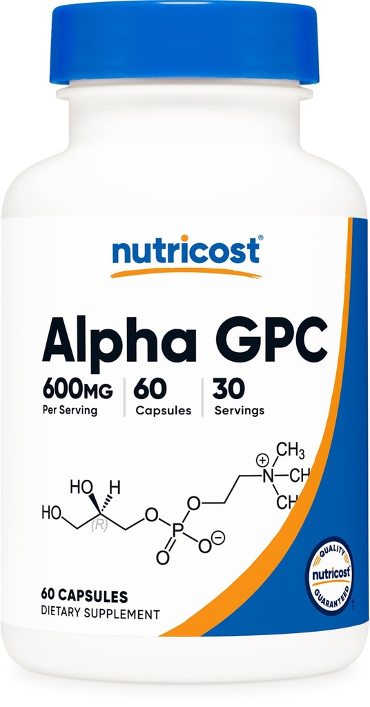 Nutricost Alpha GPC 600mg, 60 vegetarische Kapseln - Non-GMO und Glutenfrei, 300mg pro Kapsel