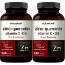 NatureBell Zink Quercetin mit Vitamin C & D3, 480 Kapseln (2 Packung) | Quercetin 1000mg + Zink 50mg + Vitamin C 250mg + Vitamin D3 5.000 IU 5,000 4-in-1 Fortgeschrittene Immun- und Lung-Unterstützung | ZincVanta Formel