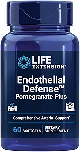 Estensione della vita Difesa endoteliale Pomegranate Plus – Semegranato di melograno, Fiore e Estratto di frutta Formula Supplemento per la salute del cuore e endoteliale – senza glutine, non OGM – 60 Softgels