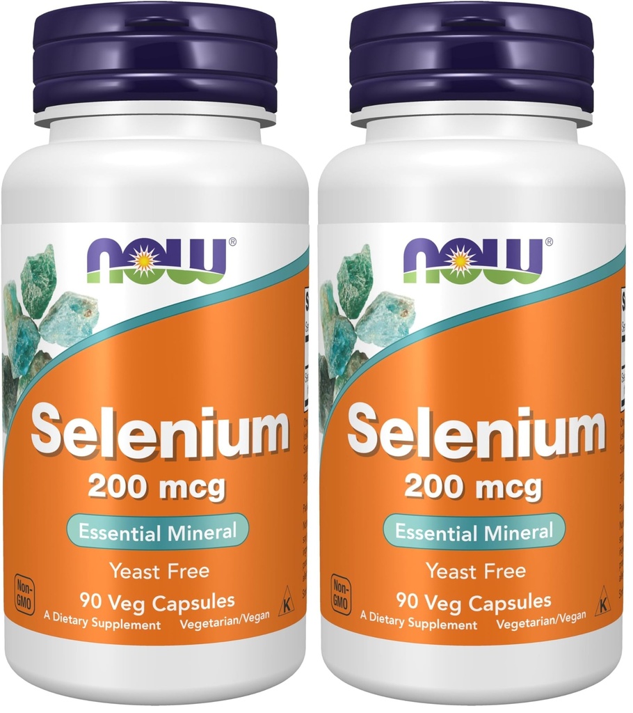 MAINTENANT Suppléments, Sélénium (L-Sélénométhionine) 200 mcg, Minéraux essentiels*, 90 Capsules de légumes (paquet de 2)