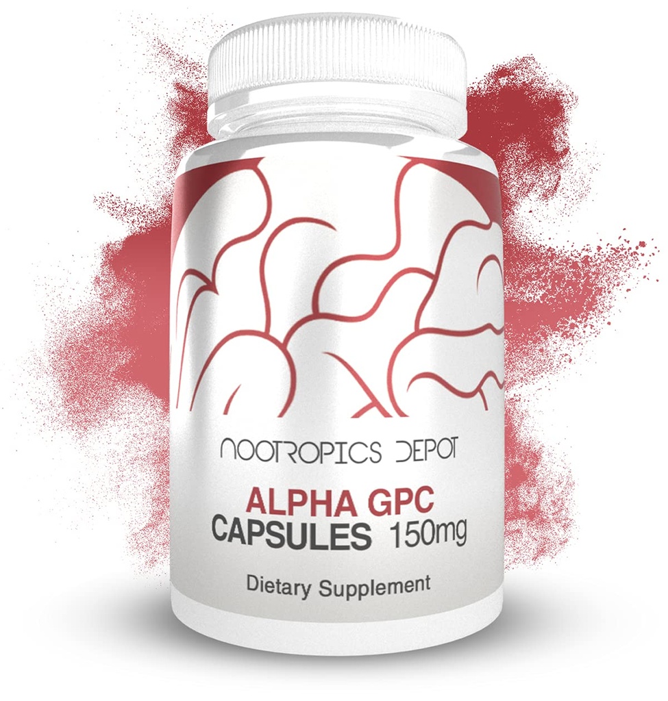 Nootropics Depot Alpha GPC Capsules | 150mg | 60 Count | Choline Supplemento | Brain Health Supplement | Supports Healthy Brain Function | Migliorare la cognizione, Memoria + Focus
