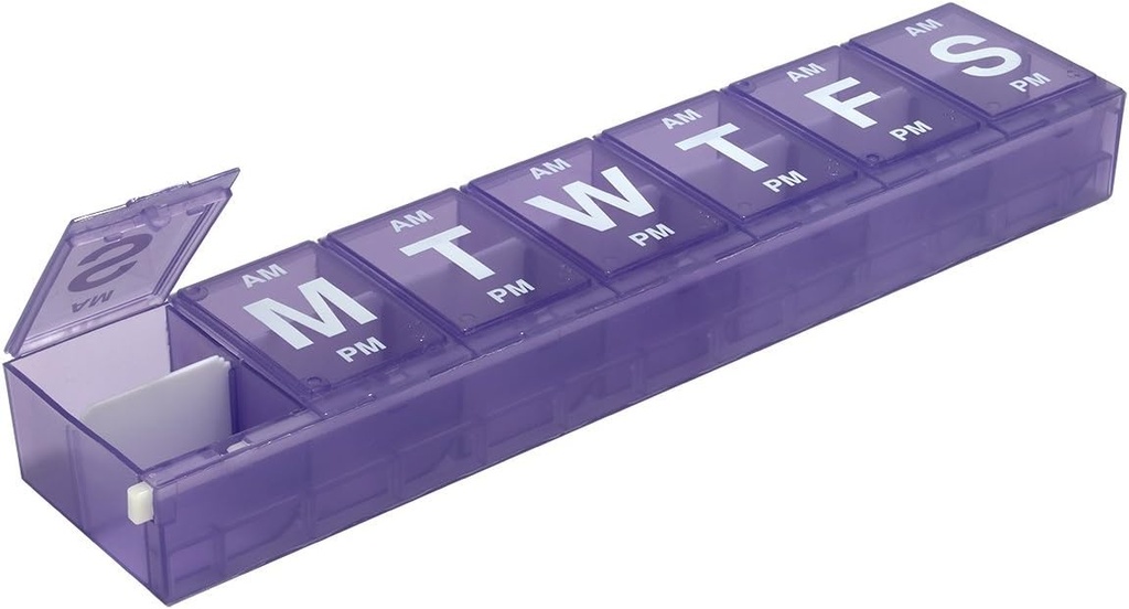 EZY DOSE Settimanale (7-giorno) AM/PM Pill Planner, Medicina Case, Vitamin Organizer Box, 3X-Large Locking Compartments to Secure Prescription Medication, Prevenire Accidental Spilling, Colore May Vary, BPA Free