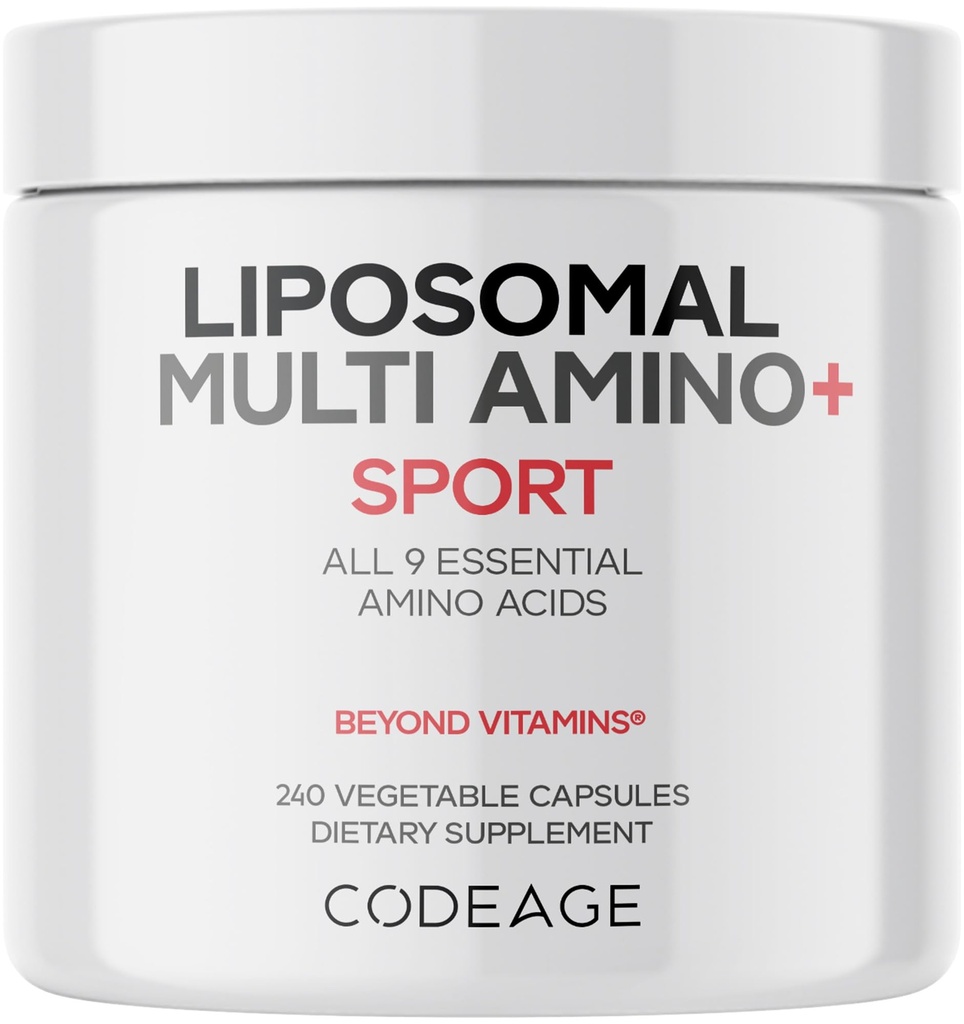 Codeage Multi Amino+ BCAA & EAA-Ergänzung, Alle 9 essentiellen Aminosäuren, Free-Form verzweigt-Chain Aminosäure Pillen, Sport-Ergänzung, Pre & Post Workout, Liposomal Delivery, Vegan, 240 Kapseln