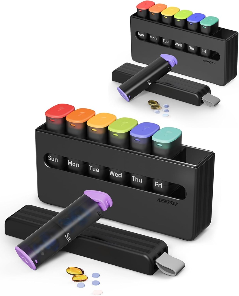Organisateur hebdomadaire de pilules 2 fois par jour - Am Pm Pill Box 7 jours, grand cas de pilules de médecine à deux fois pour les médicaments quotidiens, vitamines, huiles de poisson, suppléments Portable Week Pill Holder Container.