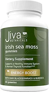Jiva Botanicals - Irish Sea Moss Gummis mit Bladderwrack & Burdock Root 3000mg - Immunsystem Unterstützung für Erwachsene - 60 Count