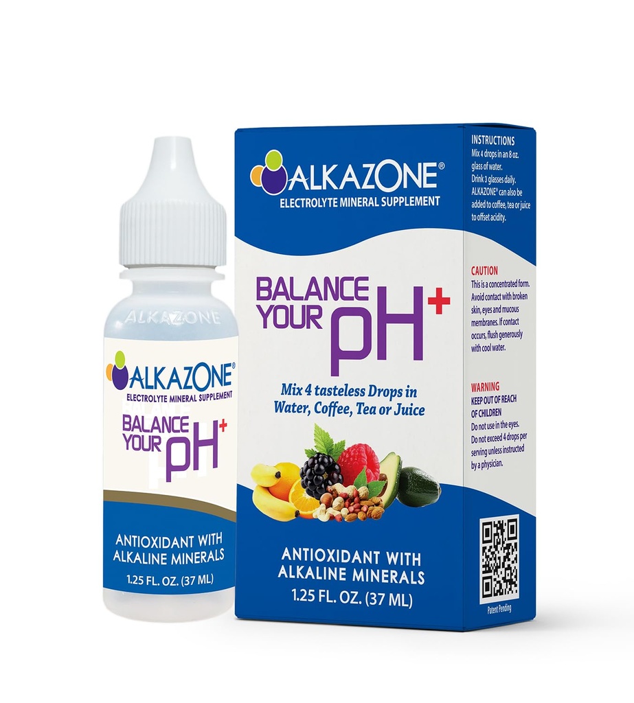 Alkazone Équilibrez votre pH Plus Antioxydants Les gouttes minérales alcalines améliorent votre hydratation avec chaque goutte!