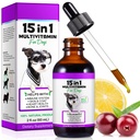 Cane Multivitamin,15 in 1 Cane Multivitamina Liquido Gocce Integratori, Vitamine di Cane per la salute del cuore, Bones, Giunto, Pelle & Cappotto, La vescica, Supporto di sistema immunitario 60ml