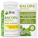 Jiva Botanicals Bacopa Monnieri Supplement Pure 1000mg pro Servieren - Hohe Potenz Bacopa Monnieri (Brahmi) & Extrakt für normale Gehirn, Fokus, & Memory-Unterstützung - Ayurvedic Kräuter - 60 Kapseln