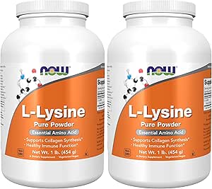 JETZT Ergänzungen, L-Lysin (L-Lysine Hydrochlorid) Pulver, unterstützt Kollagensynthese*, Aminosäure, 1-Pound (Pack von 2)