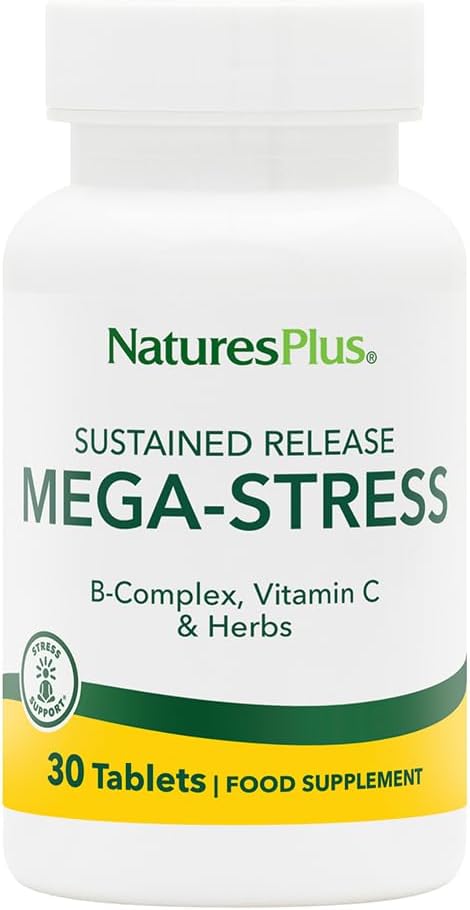 Natures Plus Mega Complex, Sustained Release - 30 vegetarische Tabletten - B Complex, Vitamin C Supplement, Kamille & Kräuter - Glutenfrei - 30 Servierungen