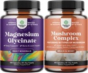 Bundle di Magnesio Glycinate capsule Minerale e Nootropic Brain Focus Mushroom - Supporto Immune Bone Health Mood Support - 10X Mushroom Blend for Sugar Balance and Mental Focus
