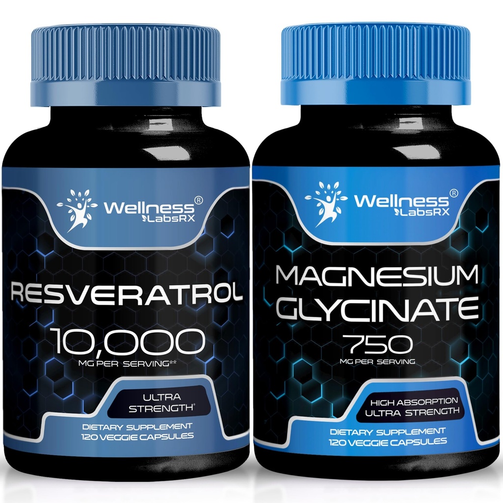 WELLNESS LABSRX Resveratrol Kapseln 10000 - Magnesium Glycinat Kapseln