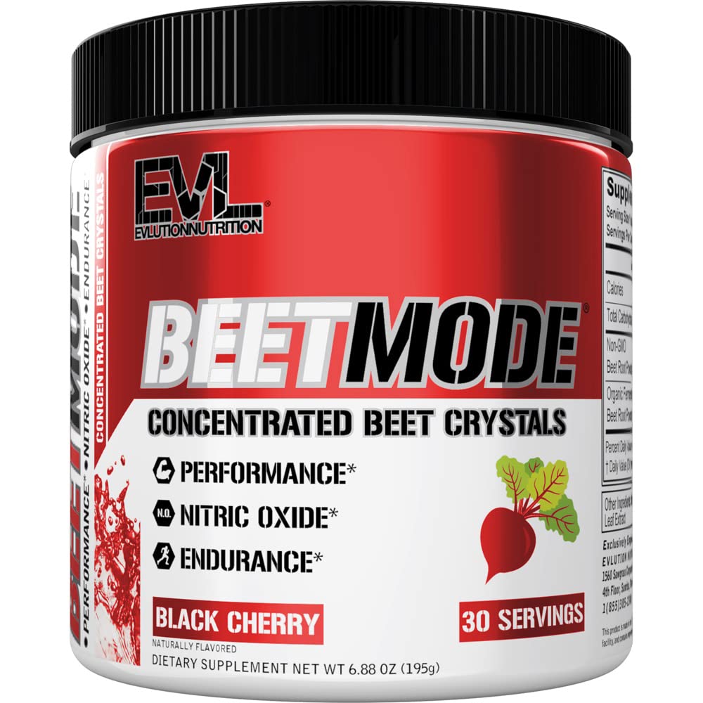 Evlution Nutrition BeetMode - Beet Root Powder - Nitric Oxide Booster - Black Cherry Flavor - Pre oder Post-Workout-Ergänzung für Enhanced Energy & Performance - Vegan & Gluten Free - 30 Portionen