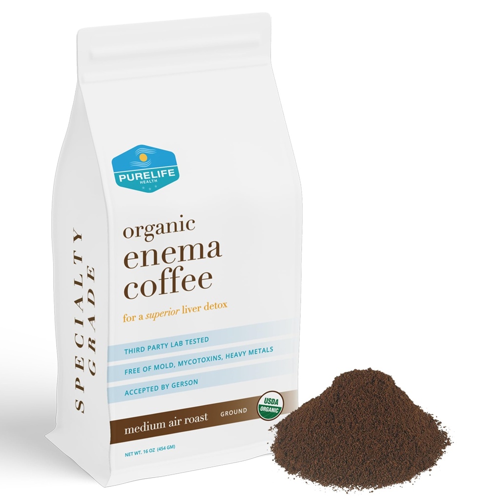 PureLife Coffee- 1 Lb - Bio Gerson spécifique - Sol - Sans moisissure et champignons - Air torréfié moyen / expédié frais- américain possédé et exploité depuis 2012