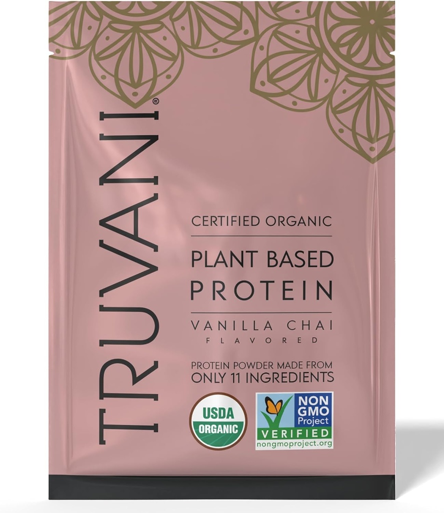 Truvani Vegan Pea Protein Powder | Vanilla Chai | 20g Organic Plant Based Protein | 1 Serve | Keto | Gluten & Dairy Free | Low Carb | No Aggiunto Sugar