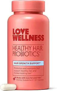 Amore benessere salute capelli probiotici | Supporta la crescita dei capelli con la biotina e la vitamina B12 & B6 | Supplemento per Scala sana & Thicker, Fuller Looking Hair | Sicuro ed efficace | 30 capsule