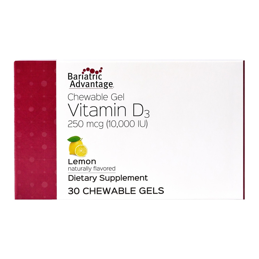 Bariatric Advantage Vitamin D Gels 10.000 IU - Vitamin D3 Kaugele - Knochengesundheitsunterstützung* - für Bariatric Patienten - Gute Aroma-Vitamine - einfach zu bedienen - 30 Zähler
