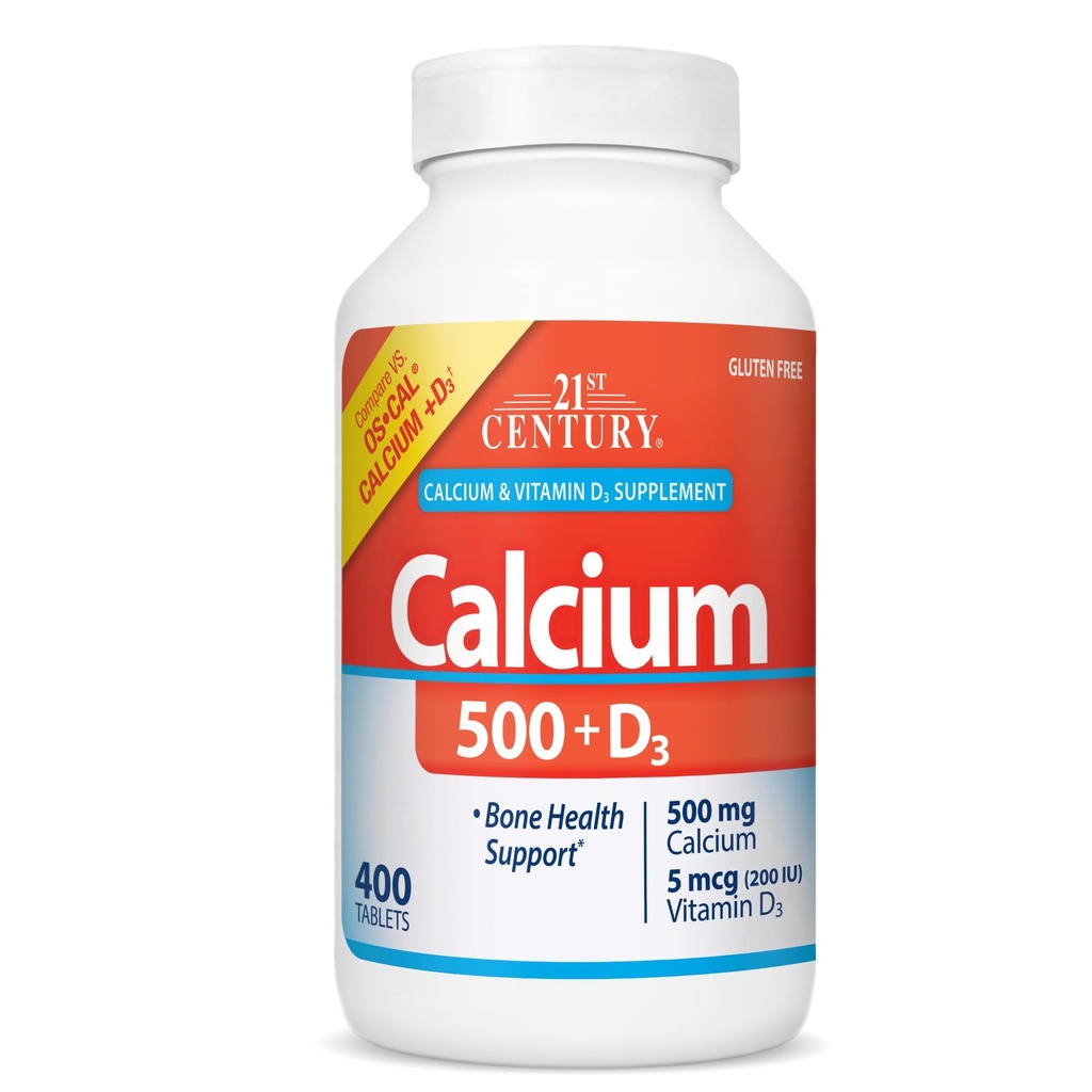 Calcium 500 mg Plus D3 Tablets, 400 Count