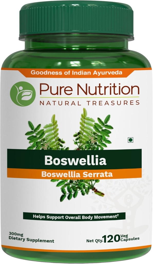 Pure Nutrition Boswellia Serrata 15:1 Extrait 600mg-120cap-soleil Min 65% Acides boswelliques.