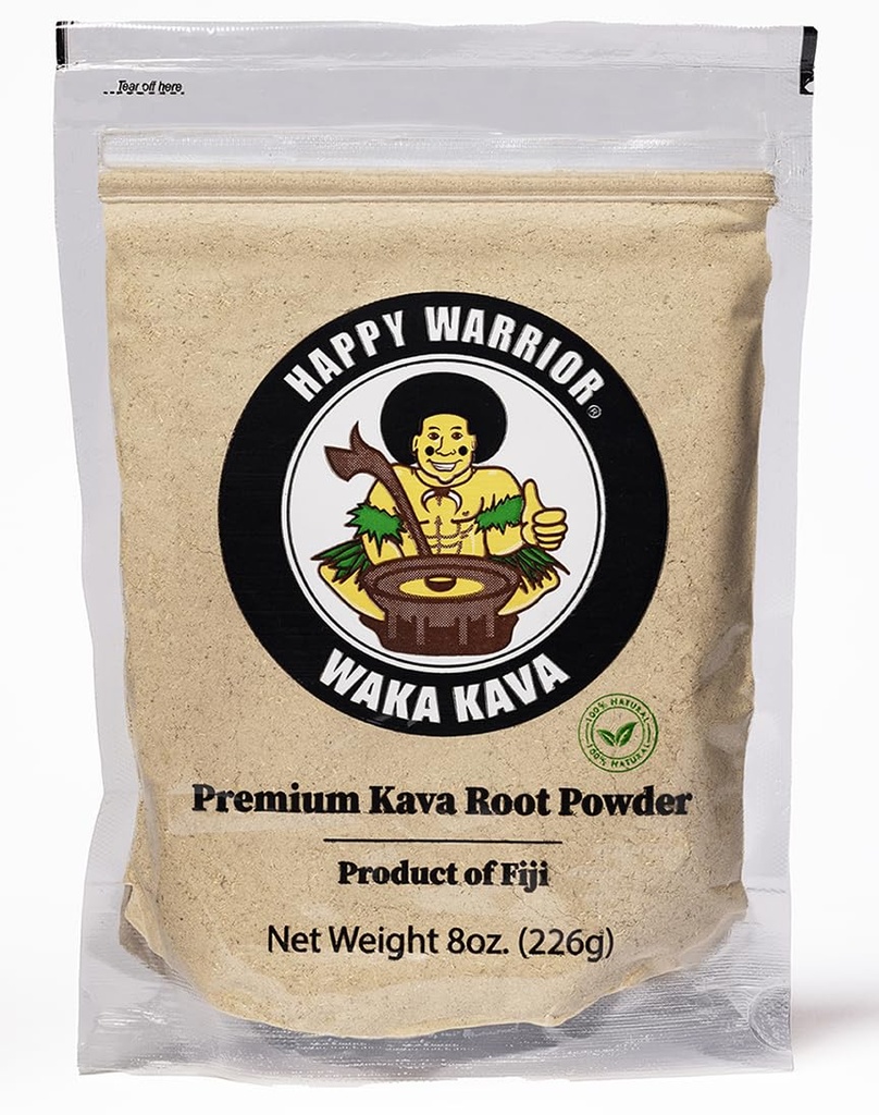 Happy Warrior Kava Powder - Premium Noble Waka Kava from Fiji - 8 oz