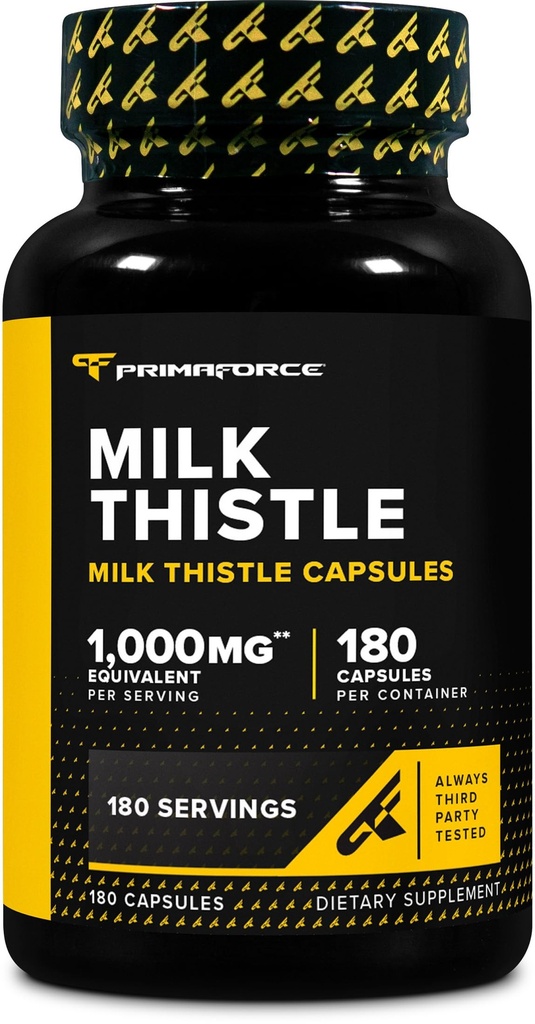 Primaforce Thistle de lait 180 Capsules 1000mg Équivalent - Sans gluten, Supplément diététique non-OGM, à partir de 250mg de 4:1 Extrait
